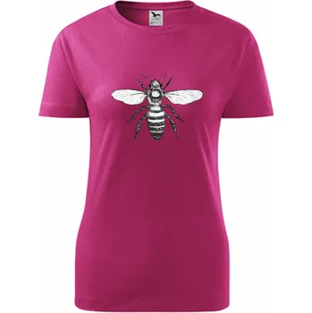 Purpurové dámské tričko se včelou - dárek pro ženu - dárek pro dívku - barva purpurová - velikost XXL