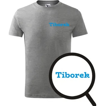 Chlapecké oblečení Šedé dětské tričko Tiborek - dětské tričko se jménem - barva šedá - velikost 12let