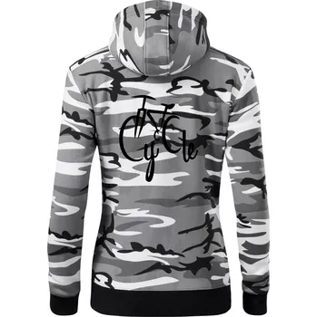 Dámská mikina Cycle kolo - Dámská mikina trendy zipper s kapucí - XL ( Šedý maskáč )