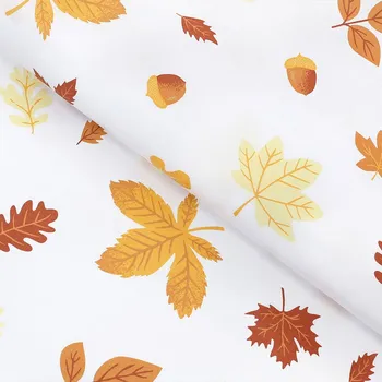 Goldea Bavlněné plátno - Podzimní listí 160 cm bílá