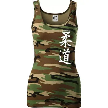 Dámské tričko Judo nápis japan - Dámské Maskáčové tílko - XS ( Hnědý maskáč )