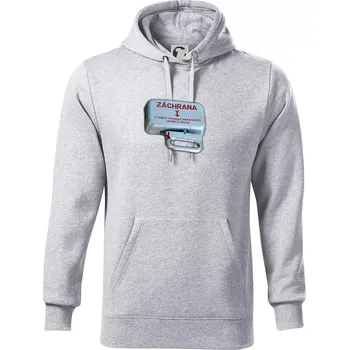Pánská mikina Záchranná brzda vlak - Mikina pánská Cape s kapucí - 5XL ( Světlešedý Melír )