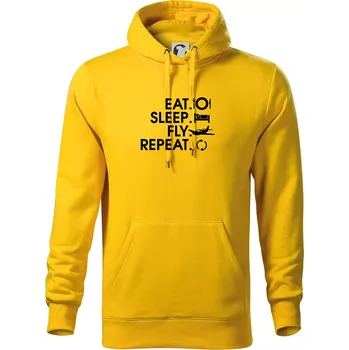 Pánská mikina Eat sleep fly repeat - Mikina pánská Cape s kapucí - 5XL ( Žlutá )