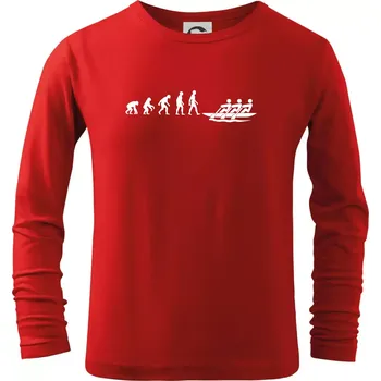 Evoluce veslování 3 lidi - Triko dětské Long Sleeve - 146 cm/10 let ( Červená )