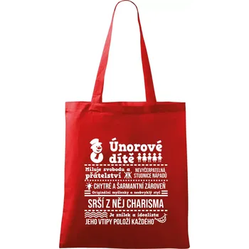 Nákupní taška Narozeniny únor - Taška bavlněná - 42 x 38 cm ( Červená )