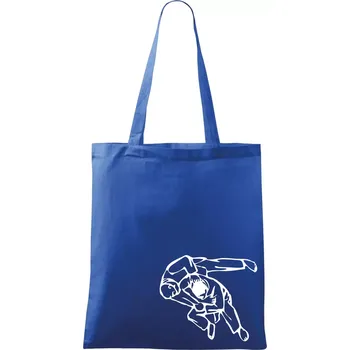 Nákupní taška Judo nápis + postavy - Taška bavlněná - 42 x 38 cm ( Královská modrá )