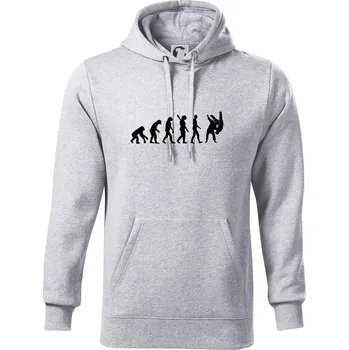 Pánská mikina Judo Evoluce boj - Mikina pánská Cape s kapucí - 4XL ( Světlešedý Melír )