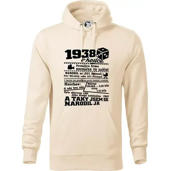 Pánská mikina 1938 v kostce - Mikina pánská Cape s kapucí - 4XL ( Mandlová )