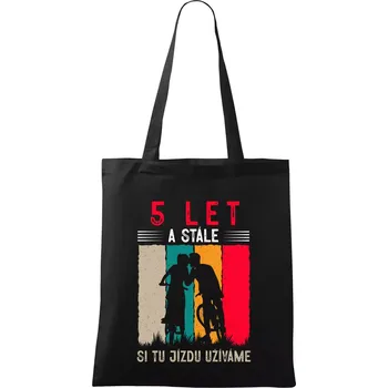 Nákupní taška Výročí cyklista 5 - Taška bavlněná - 42 x 38 cm ( Černá )