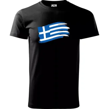 Pánské tričko Řecko vlajka - štětkou - Triko extra velké (5-8XL) - 8XL ( Černá )