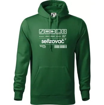 Pánská mikina Čárový kód - seřizovač - Mikina pánská Cape s kapucí - 5XL ( Lahvově zelená )