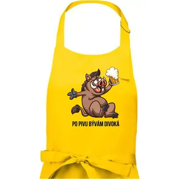 Kuchyňská zástěra Po pivu bývám divoká - Dámská zástěra na vaření - Univerzální velikost ( Žlutá )