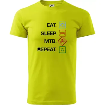 Pánské tričko Eat sleep MTB repeat - Klasické pánské triko vyšší gramáže - S ( Limetková )