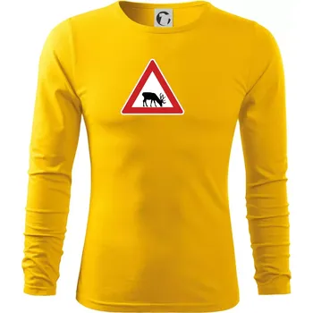 Pánské oblečení Dopravní značka - Pozor los - Triko s dlouhým rukávem FIT-T long sleeve - S ( Žlutá )