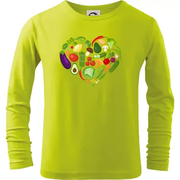 Dětská móda Zelenina Srdce - Triko dětské Long Sleeve - 134 cm/8 let ( Limetková )