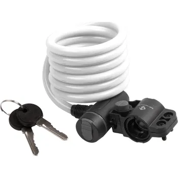 Zámek na kolo M Wave Spirálový kabelový zámek 10 x 1800 mm bílý