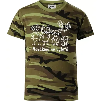 Chlapecké tričko Vaše rodina na výletě - Dětské maskáčové triko - 122 cm/6 let ( Zelený maskáč )