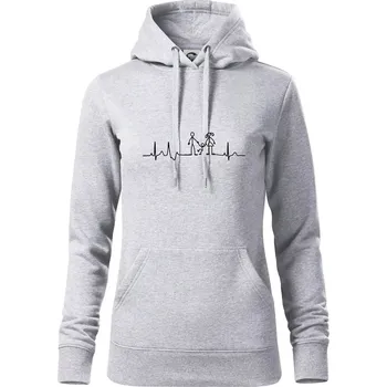 Dámská mikina EKG rodina a jedno dítě - Mikina dámská Cape s kapucí - M ( Světlešedý Melír )