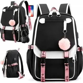 Školní batoh Flamenco Mystique Univerzální školní sportovní batoh s USB a klíčenkou PL156CZ pro studenty a sportovce