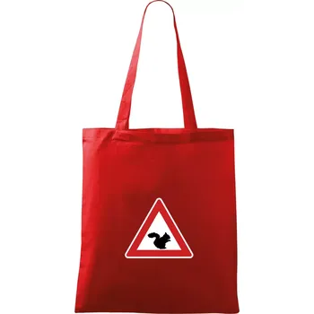 Dopravní značka - Pozor veverka - Taška bavlněná - 42 x 38 cm ( Červená )