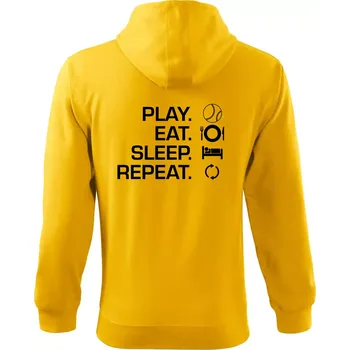 Pánská mikina Play Eat Sleep Repeat tenis - Mikina s kapucí na zip trendy zipper - L ( Žlutá )
