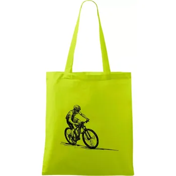 MTB kreslený cyklista - Taška bavlněná - 42 x 38 cm ( Limetková )