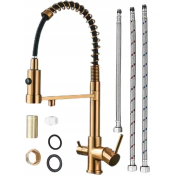 Vodovodní baterie Stojánková kuchyňská baterie kran z filtrem wodą woda bateria do wody filtr černá, mosazná baterie k dřezu černá