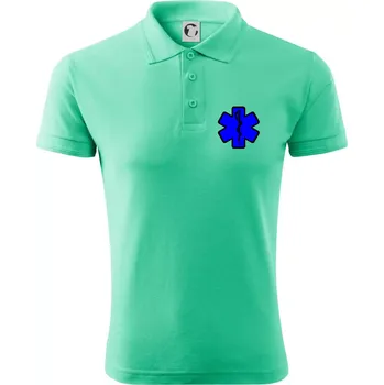 Pánská košile Rescue - Hvězda na prsu + nápis na zádech - Polokošile pánská Pique Polo 203 - S ( Mátová )