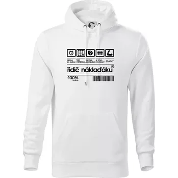 Pánská mikina Čárový kód řidič náklaďáku - Mikina pánská Cape s kapucí - M ( Bílá )