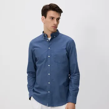 Pánská košile Reserved - Košile regular fit s vysokým podílem bavlny - ocelově modrá - RJ177-95X - RJ177-95X-XXL