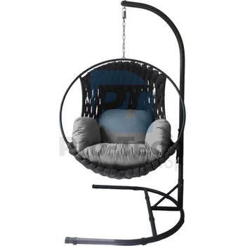 Křeslo Pro-Tech shop Závěsné křeslo Tabani – černé, tmavě šedý polštář, černý rám 62071&nbsp;FAT0039