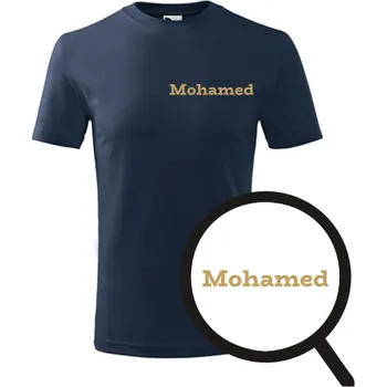 Chlapecké tričko Tmavě modré dětské tričko Mohamed - dárek pro malého fotbalistu - fotbalový dárek - barva tmavě modrá - velikost 6let