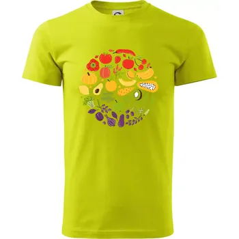 Pánské tričko Zelenina v kruhu - Klasické pánské triko vyšší gramáže - XS ( Limetková )