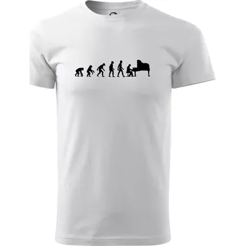 Pánské tričko Evoluce piano - Triko extra velké (5-8XL) - 6XL ( Bílá )