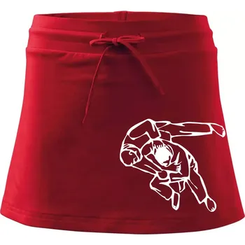 Dámská sukně Judo nápis + postavy - Sportovní sukně - two in one - L ( Červená )
