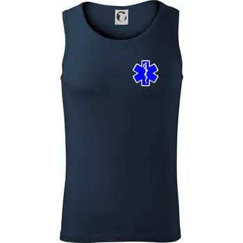 Rescue - Hvězda na prsu + nápis na zádech - Tílko pánské Core - S ( Námořní modrá (téměř černá) )