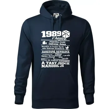 Pánská mikina 1989 v kostce - Mikina pánská Cape s kapucí - 4XL ( Námořní modrá (téměř černá) )