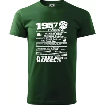 Pánské tričko 1957 v kostce - Triko extra velké (5-8XL) - 8XL ( Lahvově zelená )