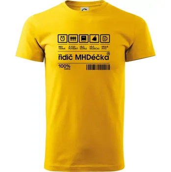 Pánské tričko Čárový kód - Řidič MHD - Triko extra velké (5-8XL) - 7XL ( Žlutá )