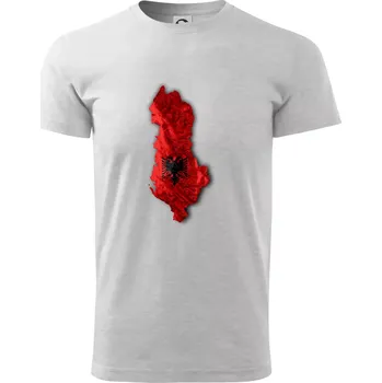 Mapa Albánie reliéf hor - Triko extra velké (5-8XL) - 7XL ( Světlešedý Melír )