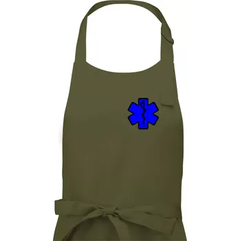 Kuchyňská zástěra Rescue - Hvězda na prsu + nápis na zádech - Dámská zástěra na vaření - Univerzální velikost ( Khaki )