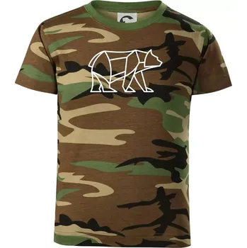 Chlapecké tričko Geometrie lední medvěd chodící - Dětské maskáčové triko - 134 cm/8 let ( Hnědý maskáč )