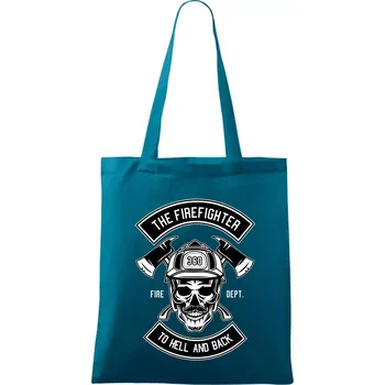 Lebka hasič do pekla a zpátky - Taška bavlněná - 42 x 38 cm ( Petrolejová )