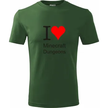 Chlapecké tričko Lahvově zelené dětské tričko I love Minecraft Dungeons - barva zelená - velikost 4roky