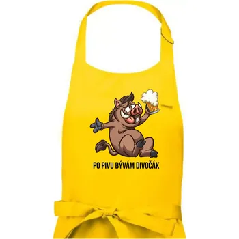 Kuchyňská zástěra Po pivu bývám divočák - Pánská zástěra na vaření - Univerzální velikost ( Žlutá )