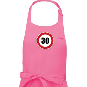 Kuchyňská zástěra Dopravní značka - omezení rychlosti 30 - Pánská zástěra na vaření - Univerzální velikost ( Růžová )