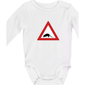 Dopravní značka - krysa - Body kojenecké s dlouhým rukávem - Dlouhý r. do 3 měs ( Bílá )