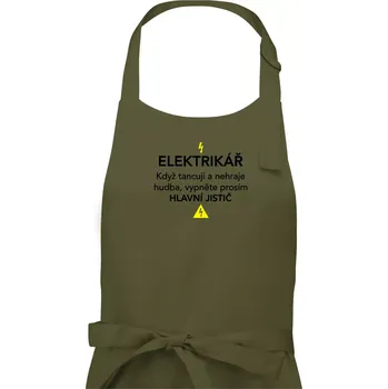 Kuchyňská zástěra Elektrikář - hlavní jistič - Dámská zástěra na vaření - Univerzální velikost ( Khaki )