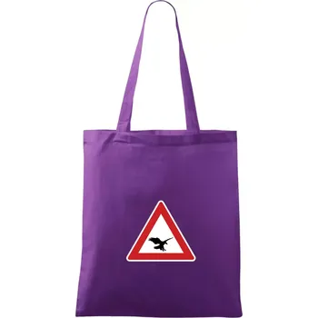 Dopravní značka - Pozor orel - Taška bavlněná - 42 x 38 cm ( Fialová )