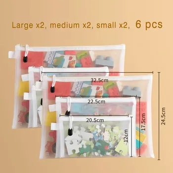 Penál Průhledný zip sáček na školní potřeby | sáček, pouzdro - 6dílná sada